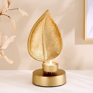 Elegant Golden Leaf <b>Tea</b> Light Holder Artisan Metal Candle <b>Stand</b> High Quality For Modern Table Decor Weddings & Luxury Gifting - Product Image 1