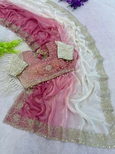 Premium Reglance for <b>Satin</b> Padding Saree 3mm Sequin Embroidery Heavy Border All Butti Fully Stitched Jhal Work <b>Blouse</b> - Product Image 1