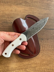 A&M Enterprises Handmade Damascus Steel Hunting <b>Knife</b> with <b>Bone</b> <b>Handle</b> and Leather Sheath Survival Utility Tracker <b>Knives</b> - Product Image 6