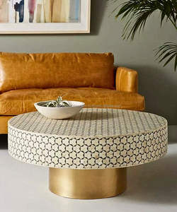 Bone Inlay natural craft Quality Handmade MOP Contemporary Living Room Coffee Table With Fancy Style Side for Export Selling - Product Image 5