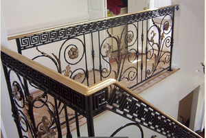 Luxury Black Gold Wrought Iron Stair <b>Railing</b> Ornate Balcony Balustrade Decorative Metal Handrail for Villa Hotel Interior - Product Image 3