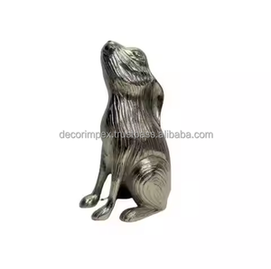 Esculturas de conejo, estatua de conejo plateado, modelos de decoración del hogar, figuras de conejo de aluminio fundido elegantes, suministro de eventos de Decor IMPEX - Product Image 2