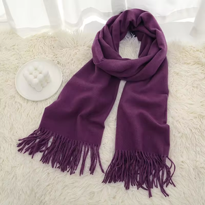 Châle long en cachemire pour femme, couleur unie, réversible, écharpe d'hiver pour usage quotidien - Product Image 4