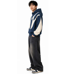Sweat à capuche tendance pour homme, 100% coton molletonné, design unique avec effet vieilli, coupe oversize, épaules tombantes, délavé à l'acide, look attrayant - Product Image 5