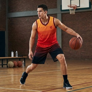 Ensemble de maillots de basket sans manches personnalisés, 100 % polyester, 280 GSM, impression par transfert thermique, uniforme d'équipe, vente en gros, fabricant OEM ODM - Product Image 5