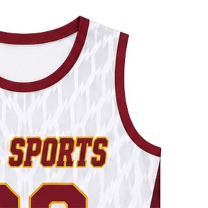 Maillot de lacrosse unisexe blanc et rouge en polyester léger – Tenue de sport athlétique pour entraînement et matchs d'équipe - Product Image 3