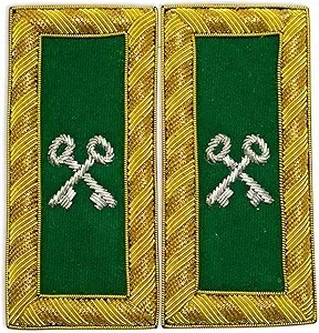 Masonic Knight Templar Grand Secretary Shoulder Boards Gold Bullion Wire – Hand Embroidered (<b>Red</b>, 3.75” x 1.5”) - Product Image 3