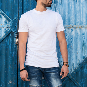 T-shirts décontractés pour hommes en jersey CVC (60/40) uni, 200 grammes, coupe ample, manches courtes, col rond, respirant, séchage rapide - Product Image 1