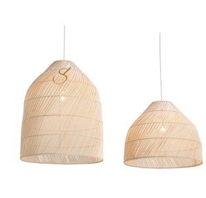 Handcrafted <b>Cream</b> Rattan <b>Lampshade</b> Eco Friendly Bamboo Woven Pendant Light Cover Rustic Boho Chic Hanging Lamp Shade Home Decor - Product Image 2