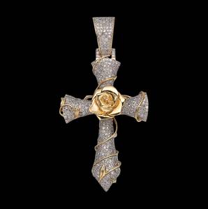 Religious Unisex Charm <b>Cross</b> <b>Pendant</b> With 10K Solid <b>Sterling</b> <b>Silver</b> Chain Natural Diamond Religious Men's Hiphop <b>Pendant</b> - Product Image 6