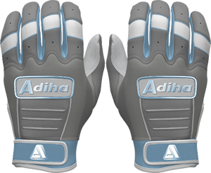 Gants de frappe de baseball légers, durables, doux au toucher, en cuir de qualité supérieure, antidérapants, avec fermeture auto-agrippante, couleur ciel et gris-blanc. - Product Image 1