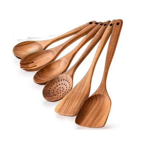 Ensemble d'ustensiles en bois 100% naturel avec spatule, cuillère et spatule de cuisine, manches lisses - Lavable au lave-vaisselle et de qualité alimentaire pour la maison et la restauration - Product Image 6