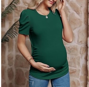 Camiseta de Maternidad Personalizada de Manga Corta y Cuello Redondo para Mujer, Transpirable, para Lactancia, Embarazo, Ecológica, Antiarrugas - Product Image 4