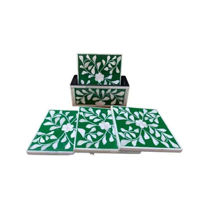 Sous-verre en os incrusté fait main, blanc et autres couleurs, protection thermique, vaisselle promotionnelle - Product Image 3