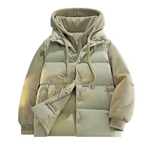 Hooded <b>Fleece</b> Puffer <b>Jacket</b> Unisex Winter Casual <b>Thick</b> Windproof Zipper Front Plaid Regular Length Loose Fit 220g 100% Polyester - Product Image 4