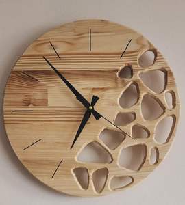 Reloj de Pared de Madera de Roble y Nogal Natural Hecho a Mano, Estilo Art Deco, Movimiento de Cuarzo, Reloj Decorativo de Madera para Bodas - Product Image 5