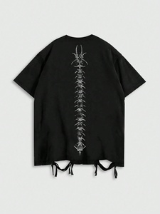 เสื้อยืดโอเวอร์ไซส์ทรงบ็อกซี่ แต่งลายกราฟิกพิมพ์ลายคุณภาพสูง สไตล์ฮิปฮอป สำหรับฤดูร้อน ไซส์พลัส  ตกแต่งด้วยคริสตัลวินเทจ สำหรับผู้ชาย - Product Image 2