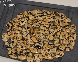 Lot de cabochons en jaspe coco naturel, pierres précieuses lâches lisses et polies, formes assorties, motifs tons terreux - Product Image 3