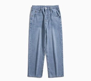 High-End <b>Men</b>’s <b>Baggy</b> Jeans Oversized Loose Fit Wide Leg Denim <b>Trousers</b> Premium Washed Fabric Modern Streetwear - Product Image 2