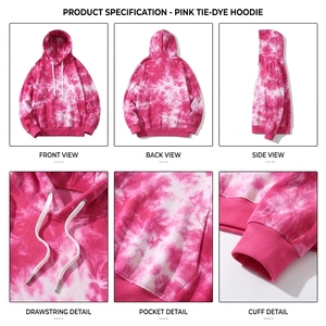Sudadera con capucha de alta calidad, estilo tie-dye, de algodón y poliéster, al por mayor. - Product Image 3