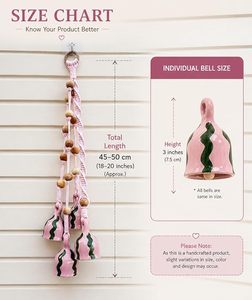 กระดิ่งลมเซรามิกสีชมพูพร้อมคลื่นสีเขียวแขวนผนังตกแต่งแบบดั้งเดิม - Product Image 2
