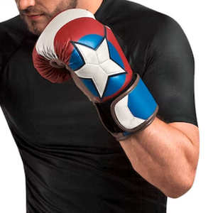 Guantes de boxeo con diseño de Capitán América, de cuero, con cierre de velcro en los dedos, para adultos, equipo de entrenamiento de boxeo - Product Image 5