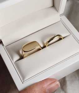 Oval <b>Plain</b> Engraved Signet Pinky <b>Ring</b> 4mm Wide Personalized 14K Solid Gold 10x15mm Face Unisex Minimalist Party <b>Rings</b> - Product Image 5