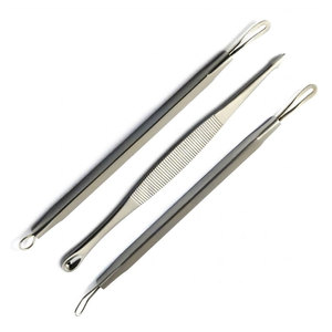 Kit de soins de la peau du visage en acier inoxydable, extracteur de comédons Schamberg, outils d'extraction des points noirs, de l'acné et des imperfections, 3 pièces - Product Image 2