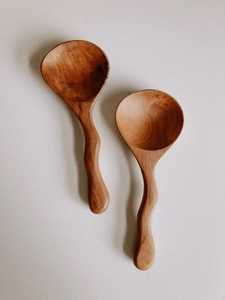 Juego de cucharas de madera hechas a mano, utensilios de cocina rústicos naturales tallados para uso doméstico, artesanías>Natural Crafts - Product Image 3