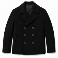 Manteau d'hiver pour homme à double boutonnage, col à revers, coupe classique, en laine, coupe-vent, doublure intérieure, boutons sur le devant, garniture en fourrure, 220g