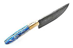 Couteau à découper artisanal en acier Damas – Lame à motif en acier à haute teneur en carbone – Manche en résine et laiton – Vente en gros OEM - Product Image 2