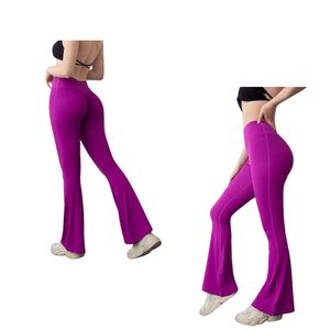 OEM ODM Women High Waist Flare Yoga Leggings Lightweight Flexible Fitness Gym <b>Pants</b> Wholesale Purple - Product Image 1