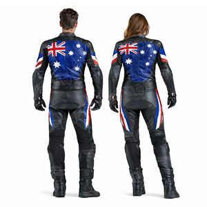 Traje de Motociclismo de Cuero Estilo Americano para Hombre y Mujer, Traje de Motociclista de Una Pieza con Bandera Americana y Protección CE - Product Image 4