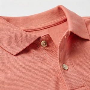 Polo de Manga Corta para Hombre, Color Coral, Estilo Casual, Transpirable, Corte Regular, Diseño de Punto Sólido - Product Image 4