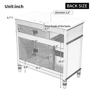 Mobile da Bagno con Lavabo e Armadietti in MDF con Struttura Solida da 36 Pollici, Tutto in un Unico Pacchetto, Nero - Stesso SKU N - Product Image 4