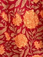 Robe longue trapèze 100 % coton à col carré, imprimé floral fait main, manches à volants, style bohème, idéale pour les fêtes et les célébrations.