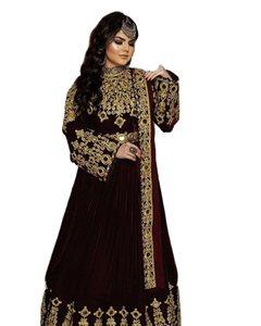 Vestido Afgano de Lujo para Niñas en Algodón, Seda y Chifón con Intrincado Diseño Floral Hecho a Mano para Bodas y Ocasiones Festivas, Todas las Tallas - Product Image 3