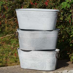Bacs de jardin ovales en zinc galvanisé, jardinières rustiques d'extérieur autoportantes, jardinières en métal zinc les plus vendues - Product Image 3