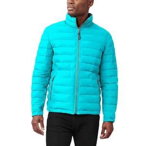 Men's Red Jacket Stand Collar Zipper Closure Windproof Casual Winter Wear Regular Fit Polyester Wadding - Product Image 6