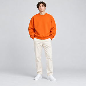 <b>Crewneck</b> <b>Sweatshirt</b> <b>Mens</b> OEM Knitwear Travel Supplier Varsity Cropped Split Hem Tops Velour Lightweight Pullover <b>Sweatshirt</b> - Product Image 5