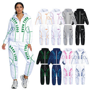 Men's Trendy White Black Nylon Fabric Custom Logo Print Piping Detail Turtleneck Zipper Two Piece Casual Sports Windbreaker sets - Product Image 4