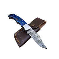 Couteau de poche pliant en acier Damas à motifs de qualité industrielle UM STEEL, lame en acier inoxydable/manche en bois, couteau portable 7 po