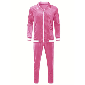 Unisex Green <b>Velvet</b> Tracksuit Set Full Zip Jogging Suit <b>Jacket</b> Pants Solid Color Casual Sportswear Autumn Wear - Product Image 3