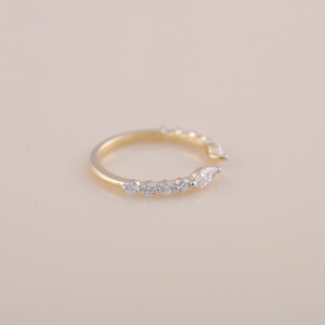 IGI Certified Marquise & Round Diamond <b>Open</b> Cuff <b>Ring</b> in 18K Yellow / White And Rose Gold - Product Image 2