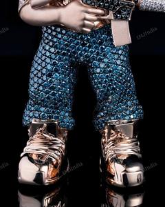 Colgante de lujo personalizado de Chucky de dibujos animados en 3D con moissanita VVS Icedout, de plata 925 bañada en rodio y esmaltada, que pasa la prueba del diamante - Product Image 5