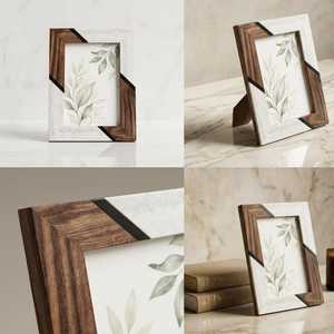 Lunavelle Luxe Resin Inlay Picture <b>Frame</b> Elegant Handmade Abstract <b>Frame</b> with Modern <b>Black</b> & White Pattern, Custom Rectangular - Product Image 4