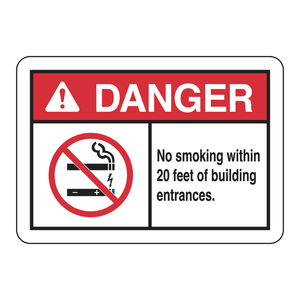 Panneau d'interdiction de fumer Brady Danger, conforme aux normes OSHA, pour une utilisation en intérieur/extérieur, pour les entrées de bâtiments - Product Image 2