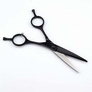 Tijeras de Peluquería Negras Sólidas con Reposa Dedos, Venta al por Mayor, Logotipo Personalizado, Tijeras de Acero Inoxidable para un Estilismo Preciso - Product Image 1