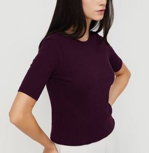 T-shirt de luxe pour femme, été, manches courtes, coton, coupe ajustée, respirant, doux, couleur unie, décontracté, haute qualité, tendance - Product Image 1