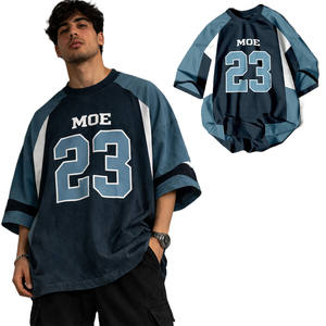 Camiseta de Fútbol Americano con Diseño de Panel Raglán de Malla Sublimada, Transpirable, de Poliéster, para Hombre, Producción Personalizada al por Mayor - Product Image 1